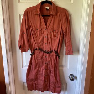 Sonoma Women’s Medium 3/4 Sleeve Long Blouse Belted Button Up